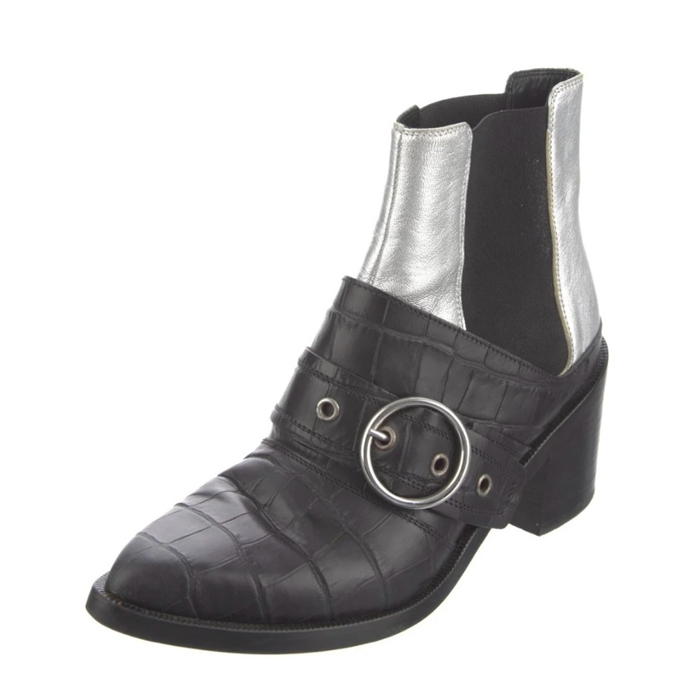 MM6 Maison Margiela Silver and Black Chelsea Western Boots